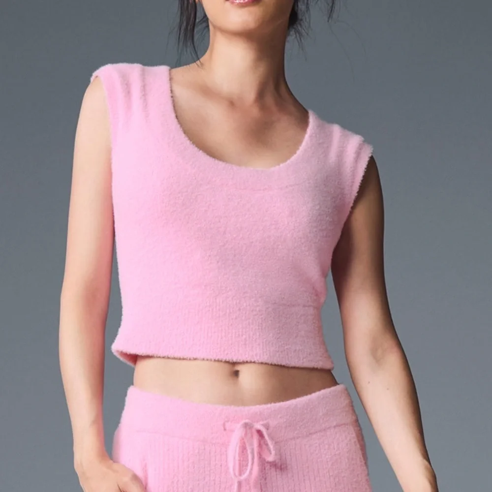 NWT Alo Snuggle Up Sweater Short Sleeve - Sweet Pink M - Picture 1 of 5